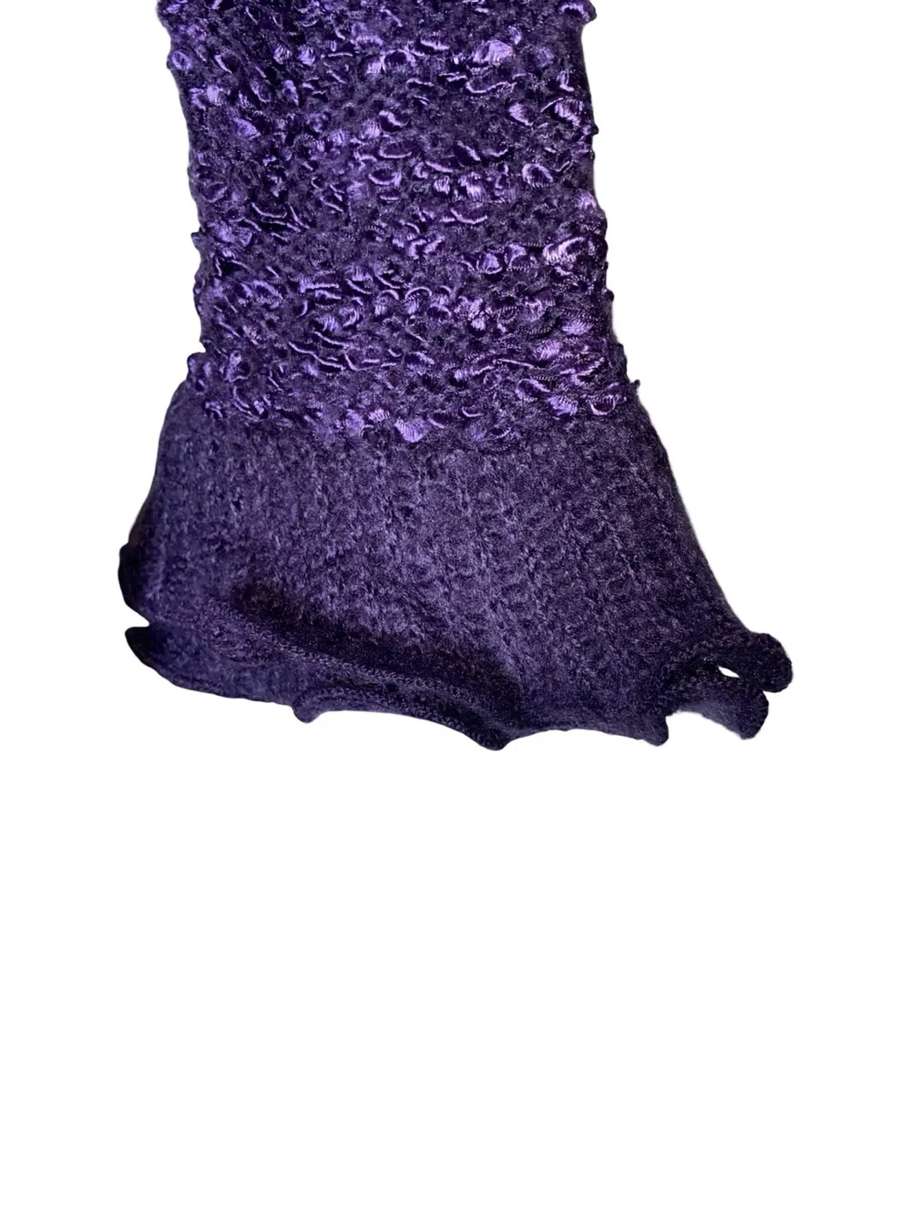 Patrizia Luca Purple Textured Knit Ruffle Longline Cardigan Sweater Coat Size S